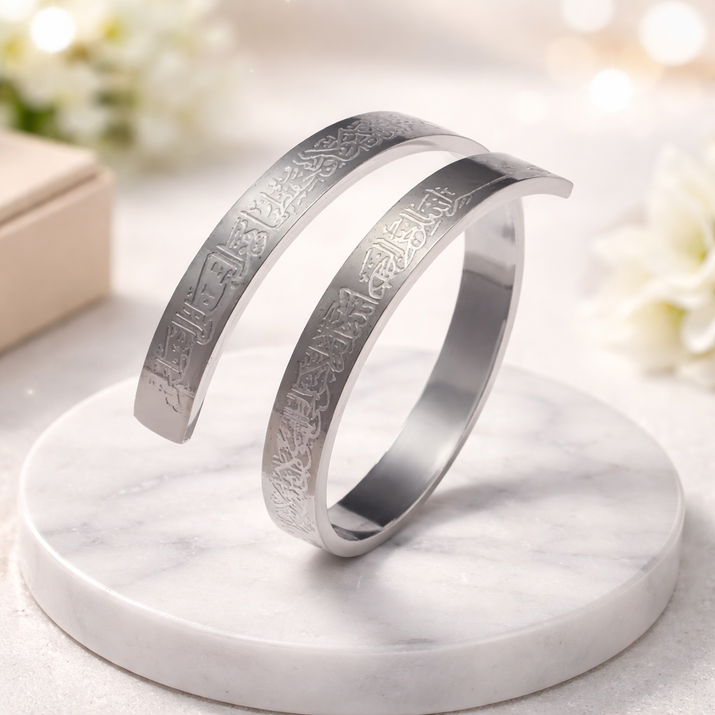 Unisex stainless steel ayat ul kursi ring. Adjustable size, stylish look, evil eye protection, perfect for gifts.
