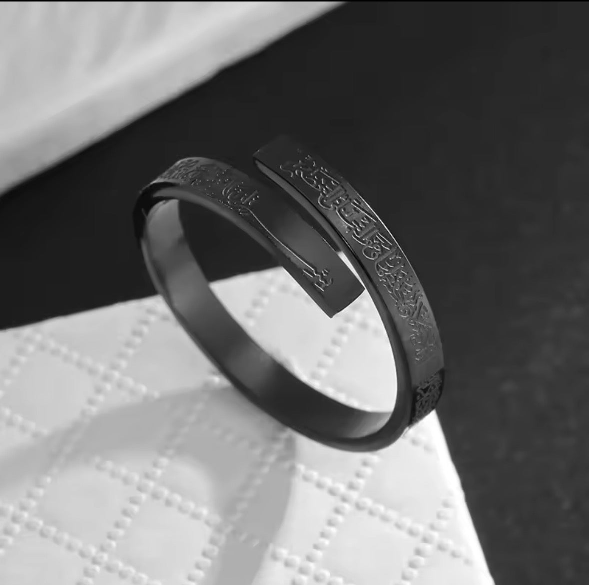 Unisex stainless steel ayat ul kursi ring. Adjustable size, stylish look, evil eye protection, perfect for gifts.