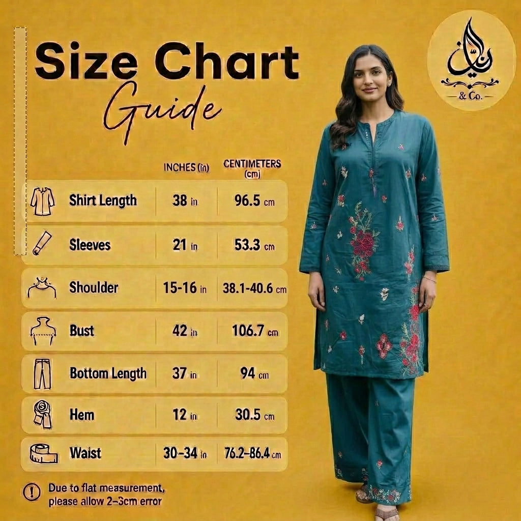 Amina Kurta Set – Teal Embroidered Kurta with Matching Pants
