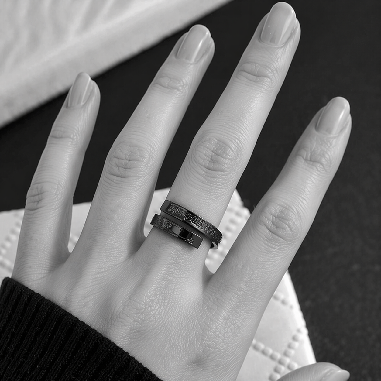 Unisex stainless steel ayat ul kursi ring. Adjustable size, stylish look, evil eye protection, perfect for gifts.