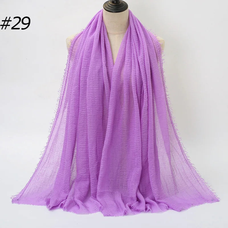 Hot Crinkle Chiffon Hijab Scarf Women Scarves, Turban Headscarf, wrinkle free, machine washable