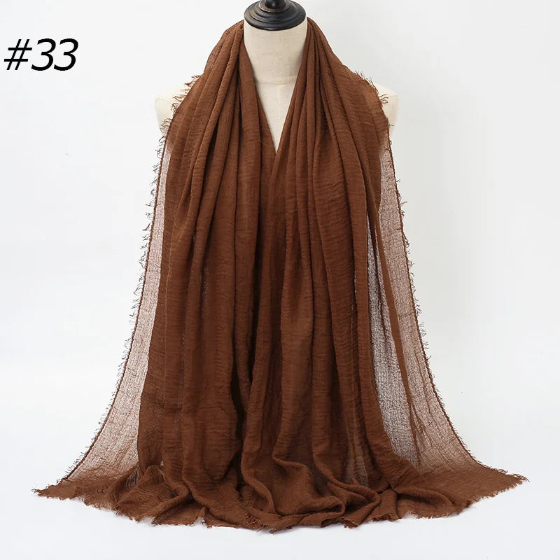 Hot Crinkle Chiffon Hijab Scarf Women Scarves, Turban Headscarf, wrinkle free, machine washable