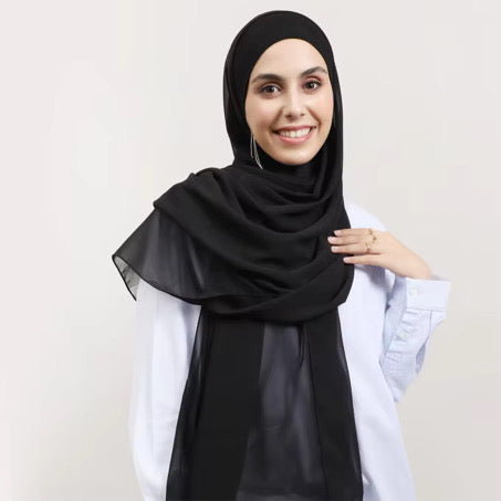 Plain adjustable Hijab with inner cap and magnet..