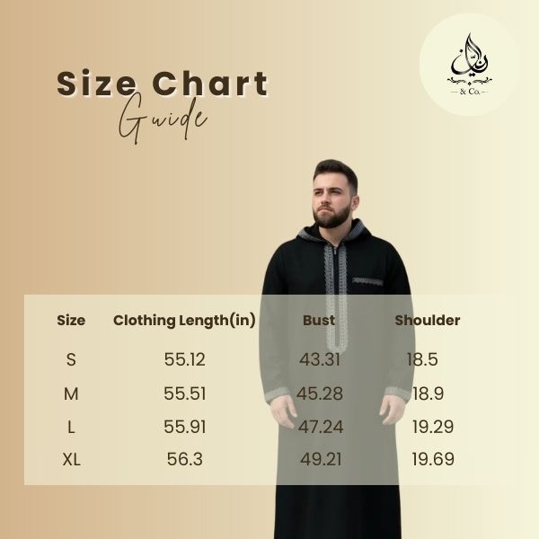 Omar Heritage black men’s thobe by Rayyan & Co. with refined stitching and classic Islamic menswear design