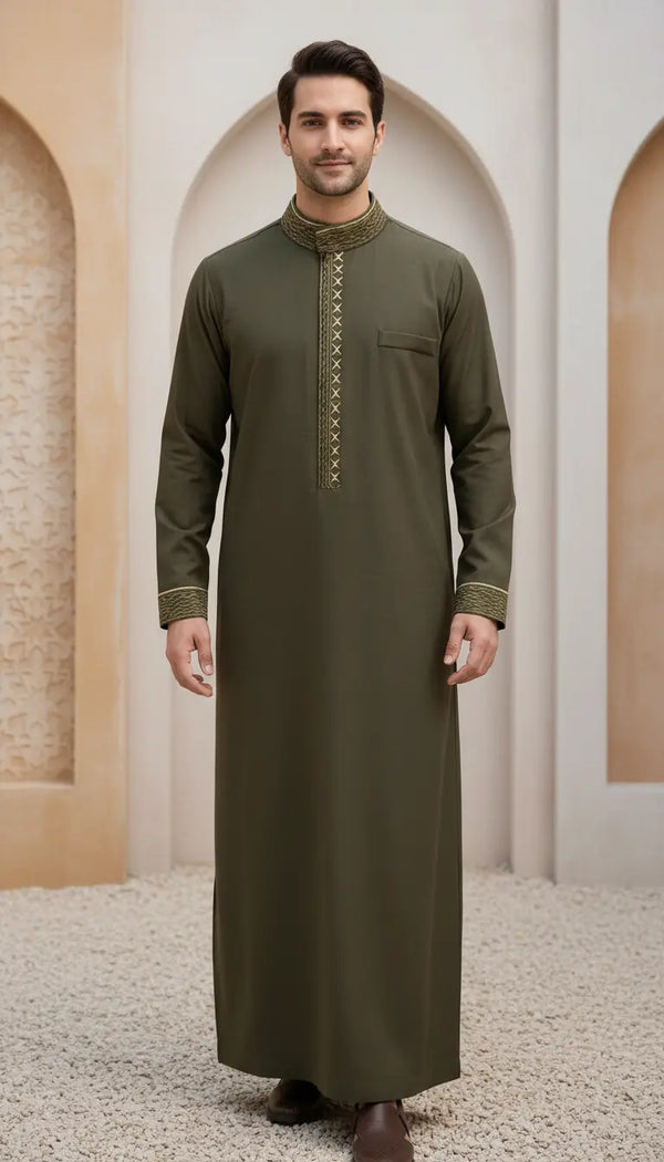 Zayd Emerald Men Thobe | Rayyan & Co.