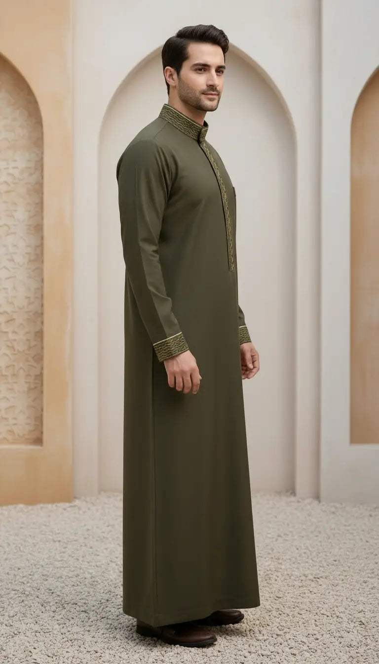 Zayd Emerald Men Thobe | Rayyan & Co.